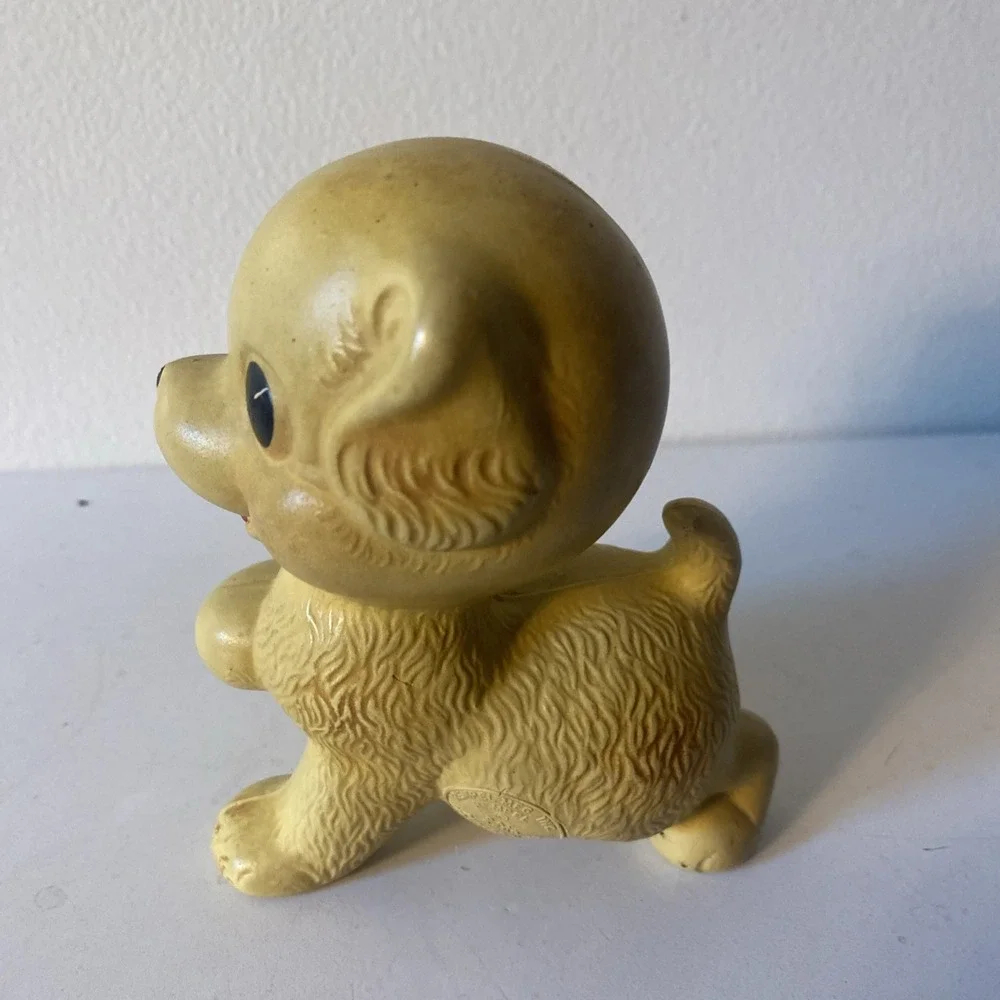 Dog Figurine Paw Up Running Pose Rubber Rempel Vintage Squeak Toy